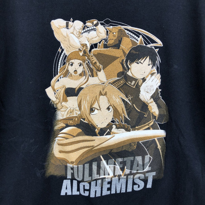 FULLMETAL ALCHEMIST Character Print Long Sleeve T-Shirt, Men's Size L cotton black type Vintage Second Hand
