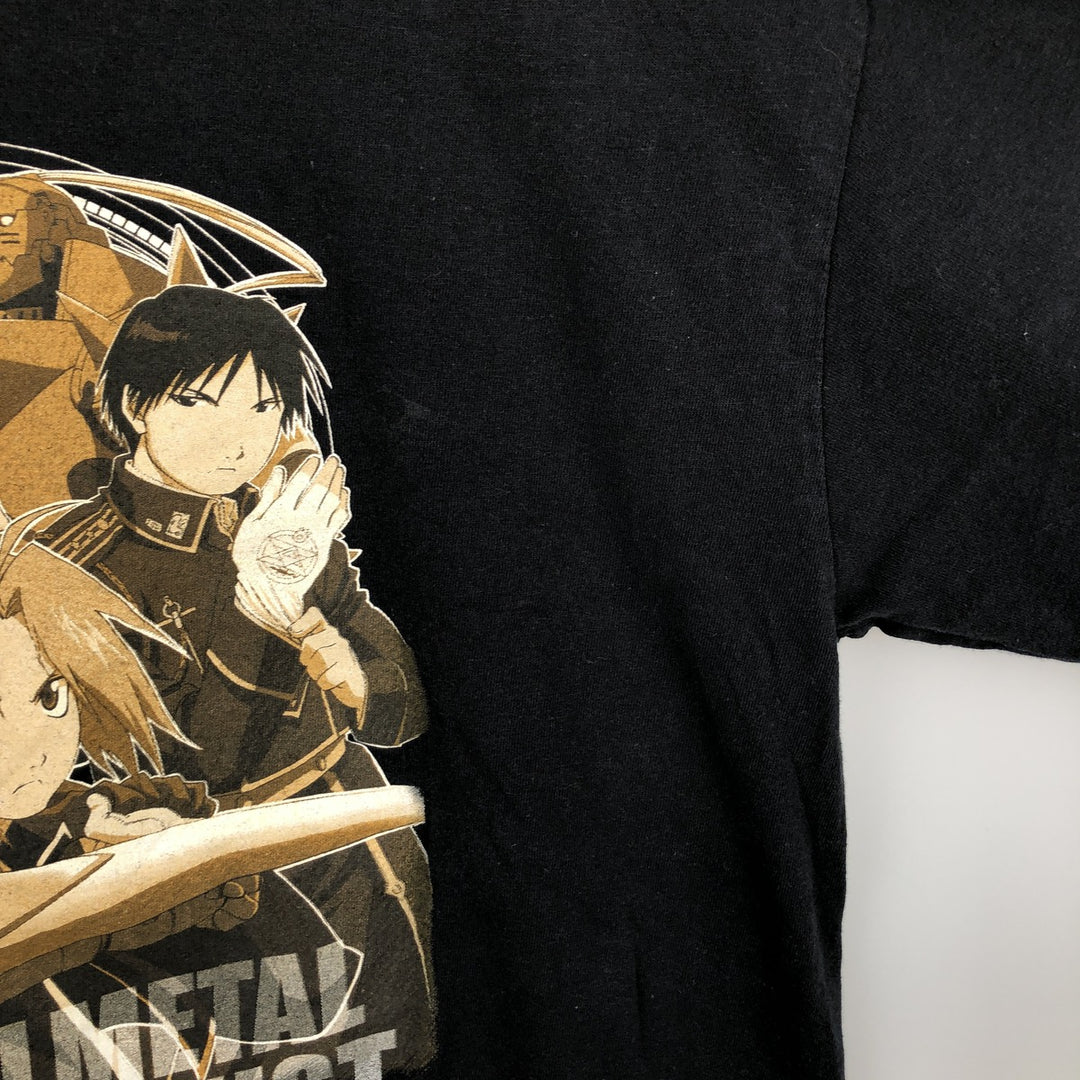 FULLMETAL ALCHEMIST Character Print Long Sleeve T-Shirt, Men's Size L cotton black type Vintage Second Hand