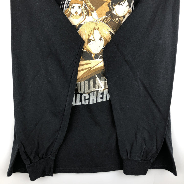 FULLMETAL ALCHEMIST Character Print Long Sleeve T-Shirt, Men's Size L cotton black type Vintage Second Hand