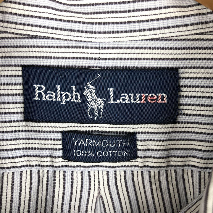 Ralph Lauren YARMOUTH Long Sleeve Button-Down Striped Shirt, Men's XL cotton Blue type light blue Vintage Second Hand