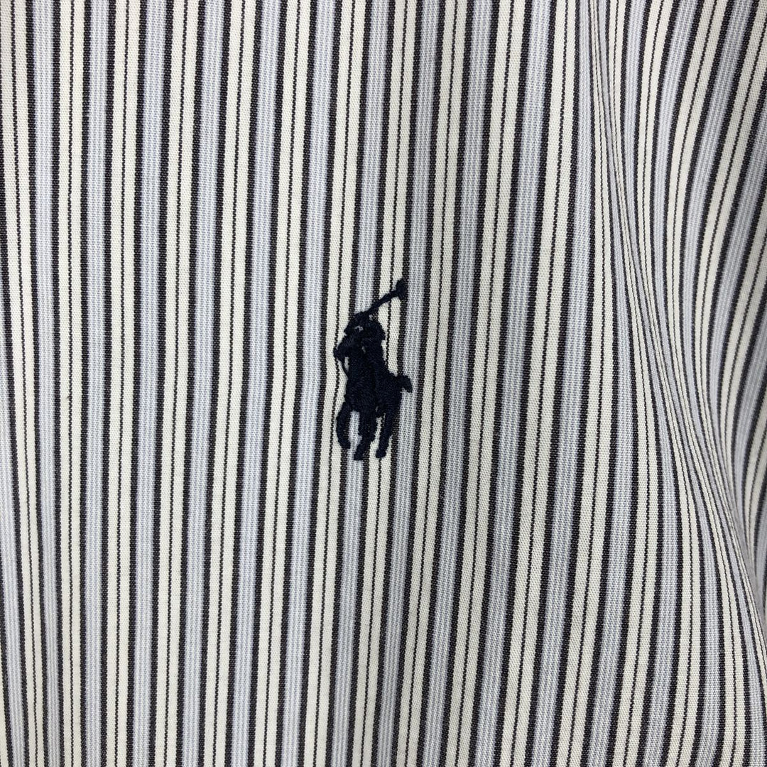 Ralph Lauren YARMOUTH Long Sleeve Button-Down Striped Shirt, Men's XL cotton Blue type light blue Vintage Second Hand