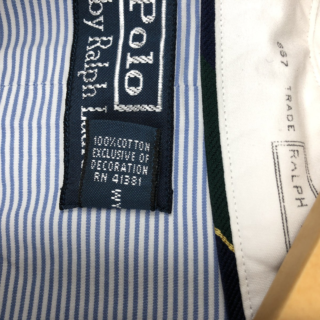 Ralph Lauren POLO by Ralph Lauren Striped Pattern Cleric Shirt, Men's XL cotton Blue type light blue Vintage Second Hand