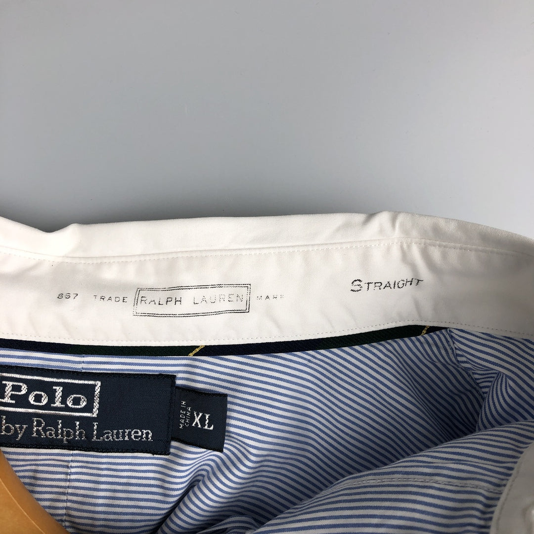 Ralph Lauren POLO by Ralph Lauren Striped Pattern Cleric Shirt, Men's XL cotton Blue type light blue Vintage Second Hand