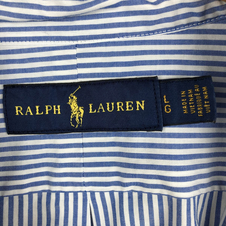 Ralph Lauren long sleeve button down striped shirt, men's size L cotton Navy blue Vintage Second Hand