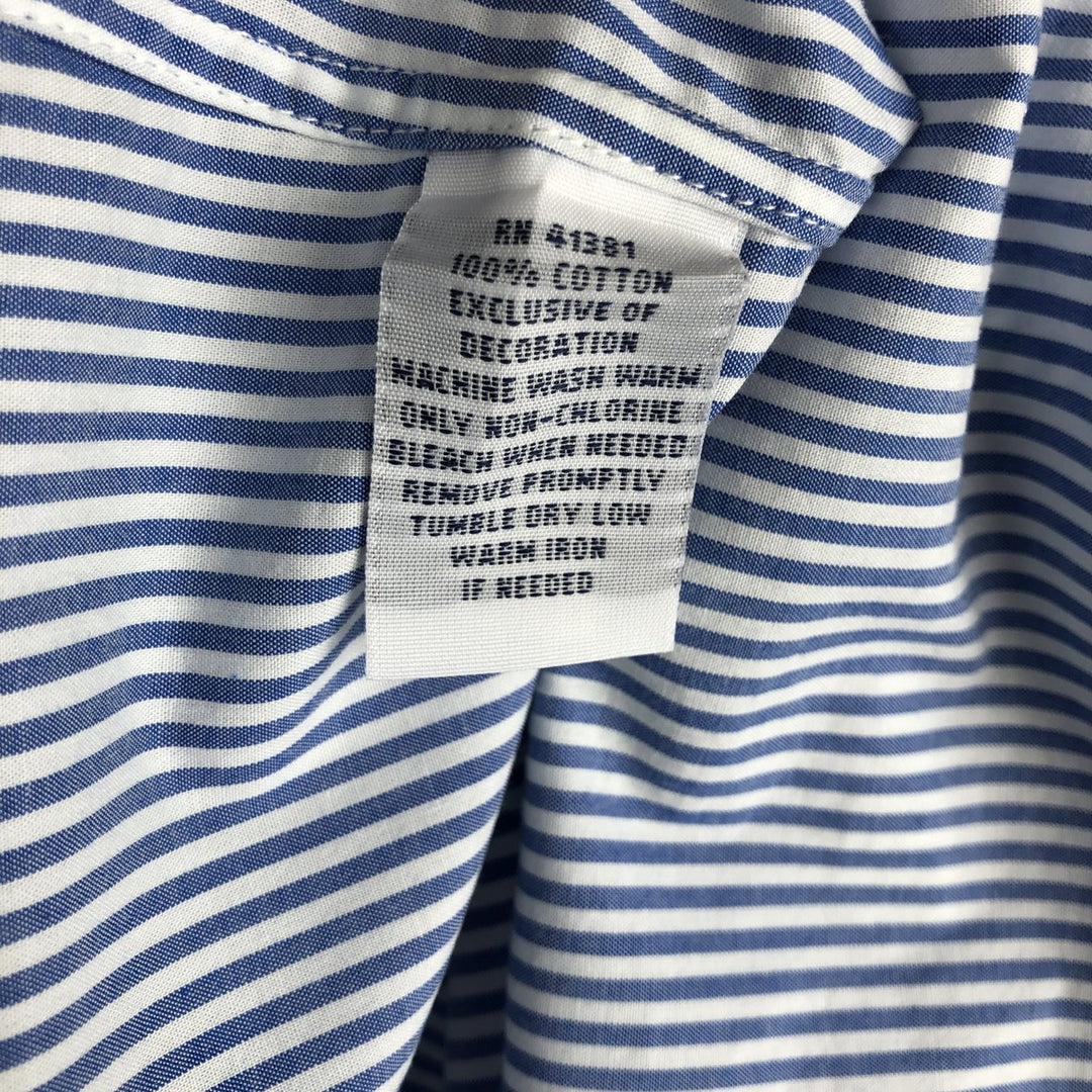 Ralph Lauren long sleeve button down striped shirt, men's size L cotton Navy blue Vintage Second Hand