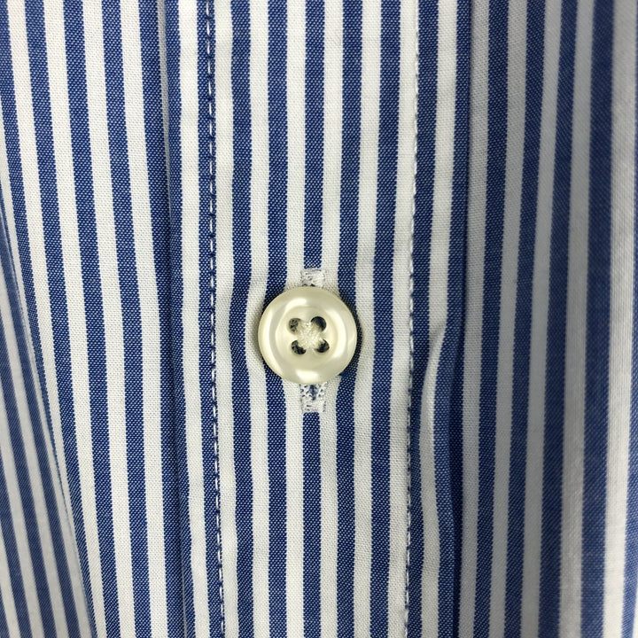 Ralph Lauren long sleeve button down striped shirt, men's size L cotton Navy blue Vintage Second Hand