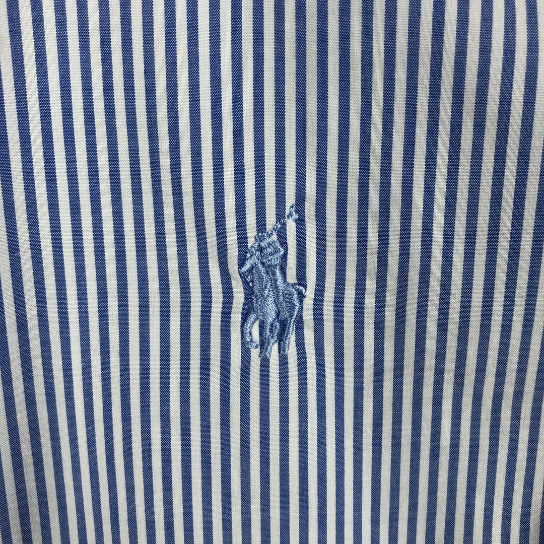 Ralph Lauren long sleeve button down striped shirt, men's size L cotton Navy blue Vintage Second Hand