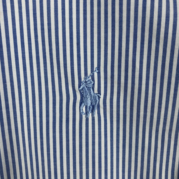 Ralph Lauren long sleeve button down striped shirt, men's size L cotton Navy blue Vintage Second Hand