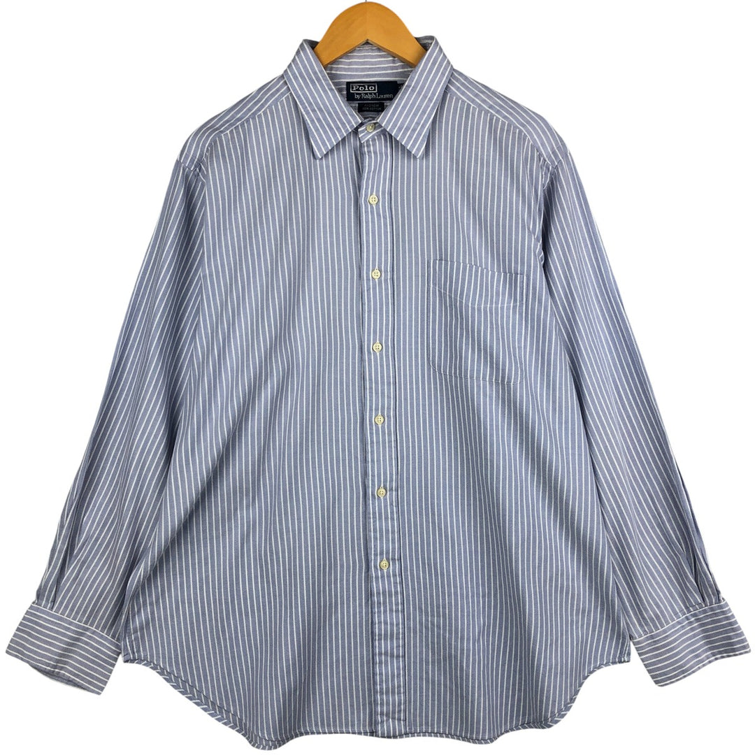 Ralph Lauren POLO by Ralph Lauren Andrew long-sleeved striped shirt, men's size XXL cotton Blue type light blue Vintage Second Hand