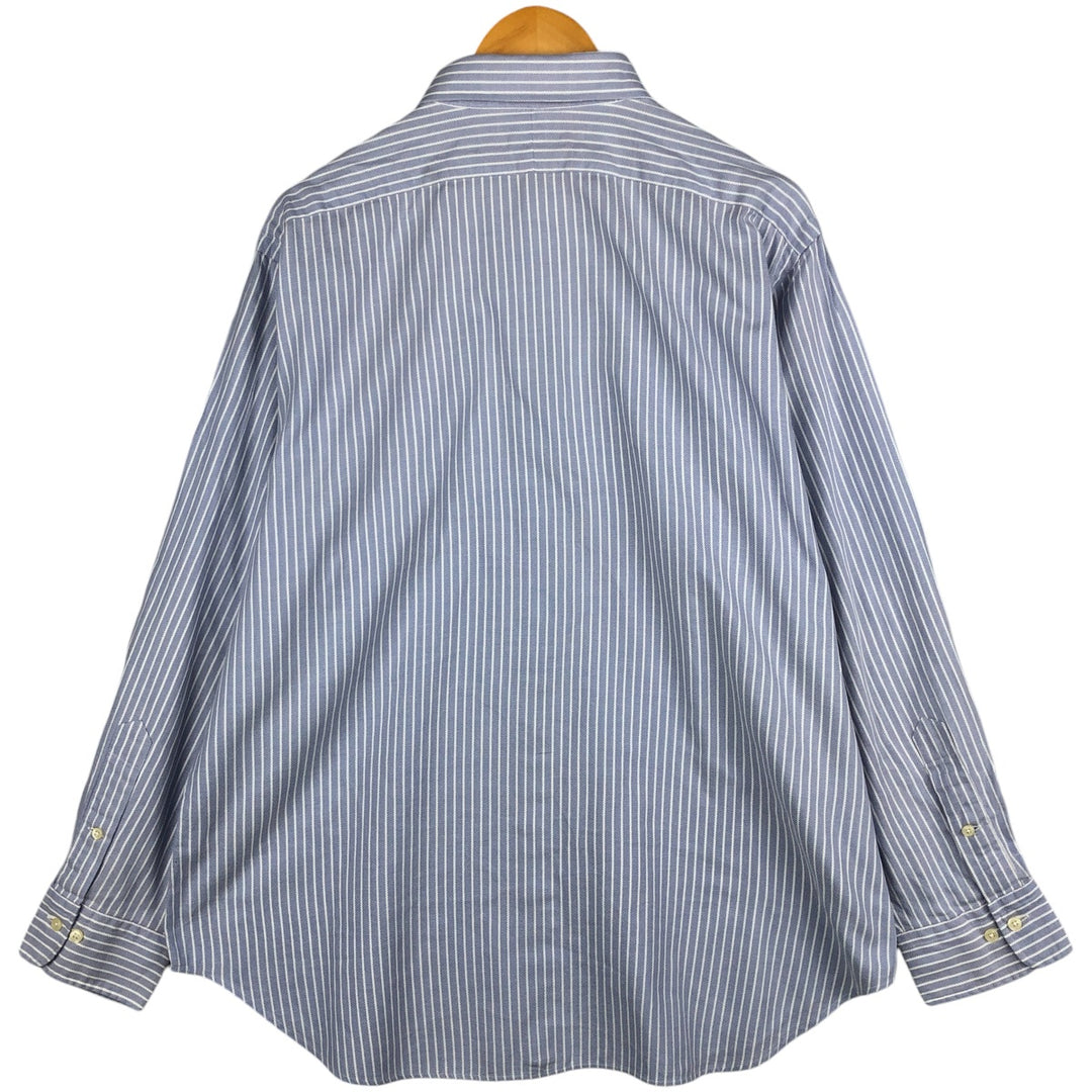 Ralph Lauren POLO by Ralph Lauren Andrew long-sleeved striped shirt, men's size XXL cotton Blue type light blue Vintage Second Hand