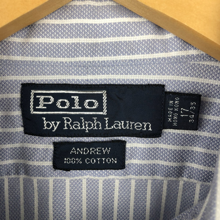 Ralph Lauren POLO by Ralph Lauren Andrew long-sleeved striped shirt, men's size XXL cotton Blue type light blue Vintage Second Hand