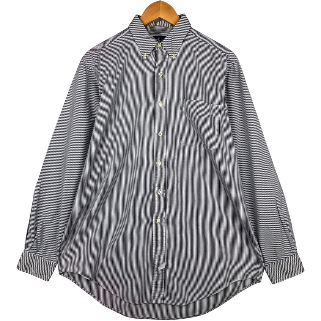 Ralph Lauren ANDOVER long-sleeved button-down striped shirt, men's size L cotton gray type Vintage Second Hand