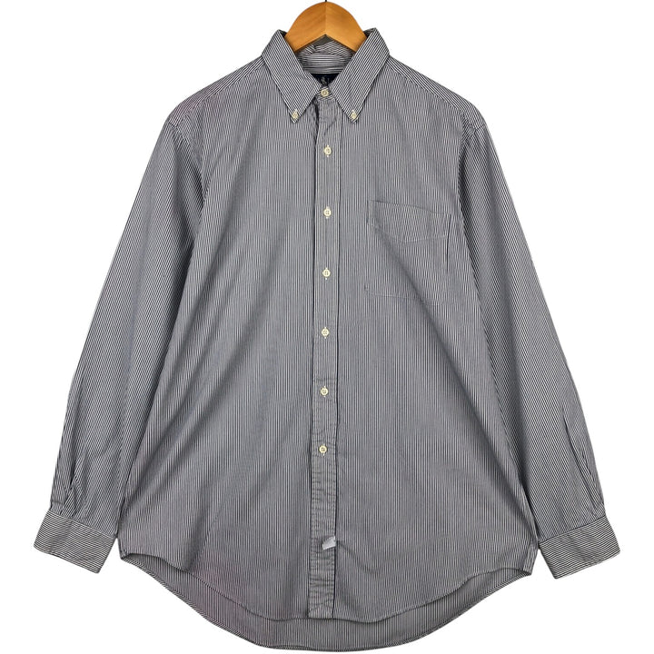 Ralph Lauren ANDOVER long-sleeved button-down striped shirt, men's size L cotton gray type Vintage Second Hand