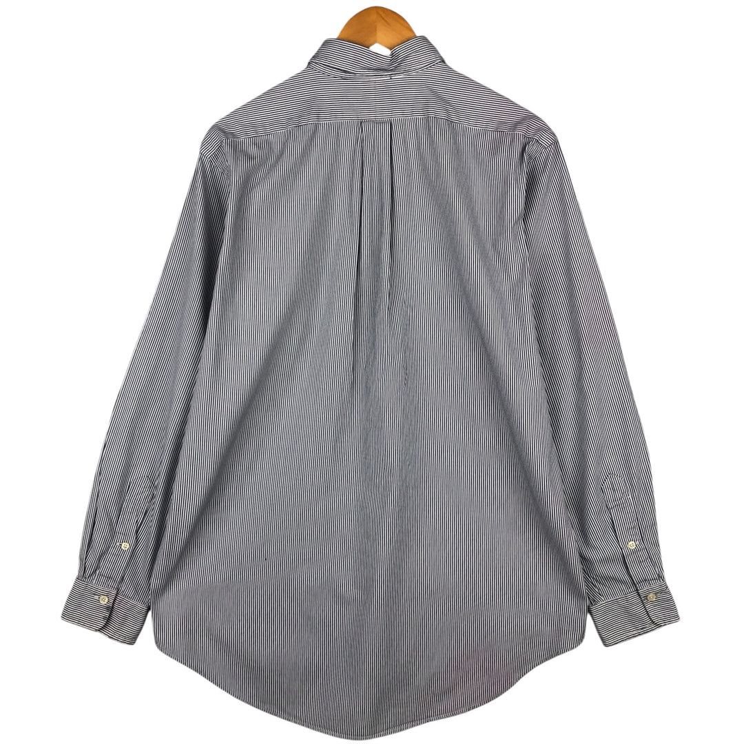 Ralph Lauren ANDOVER long-sleeved button-down striped shirt, men's size L cotton gray type Vintage Second Hand