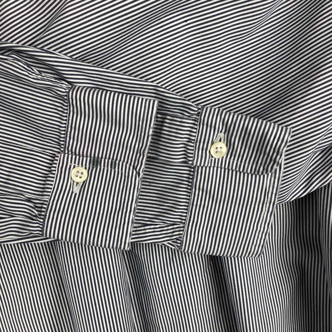 Ralph Lauren ANDOVER long-sleeved button-down striped shirt, men's size L cotton gray type Vintage Second Hand
