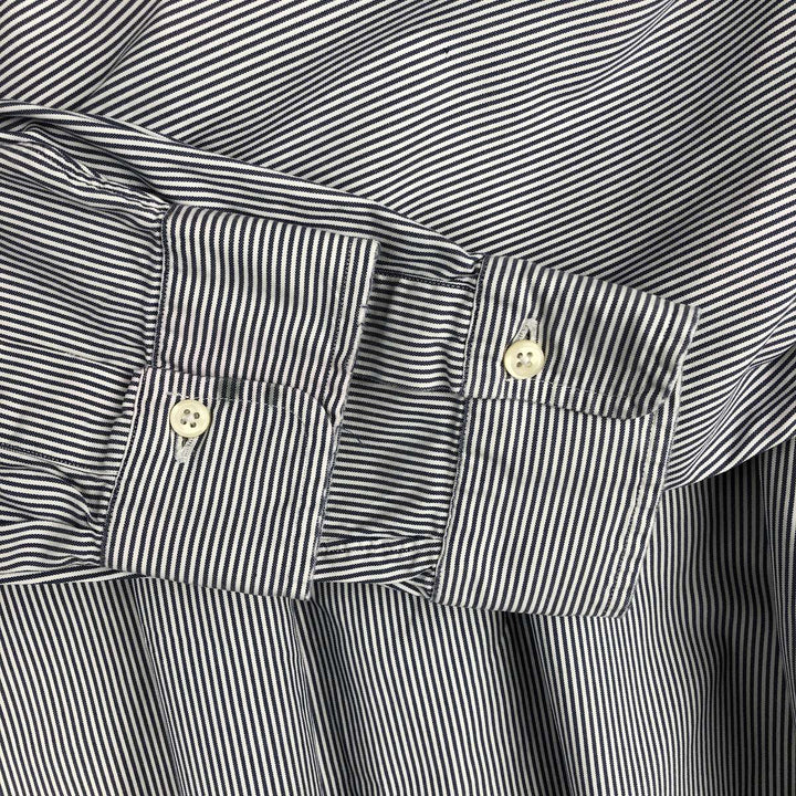 Ralph Lauren ANDOVER long-sleeved button-down striped shirt, men's size L cotton gray type Vintage Second Hand