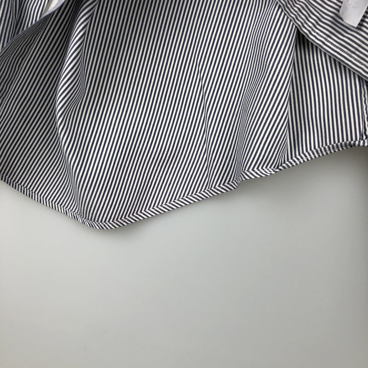 Ralph Lauren ANDOVER long-sleeved button-down striped shirt, men's size L cotton gray type Vintage Second Hand