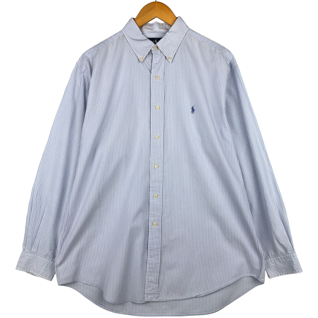 Ralph Lauren YARMOUTH Long Sleeve Button-Down Striped Shirt, Men's Size L cotton Blue type light blue Vintage Second Hand