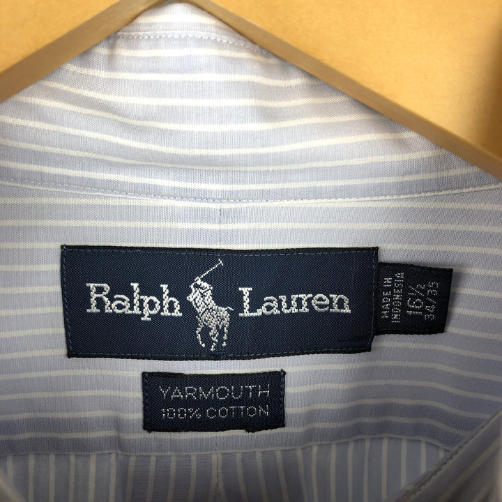 Ralph Lauren YARMOUTH Long Sleeve Button-Down Striped Shirt, Men's Size L cotton Blue type light blue Vintage Second Hand
