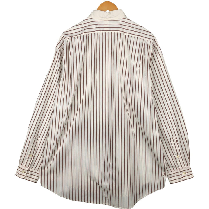 Ralph Lauren POLO by Ralph Lauren Striped Pattern Cleric Shirt, Men's XL cotton beige type brown Vintage Second Hand
