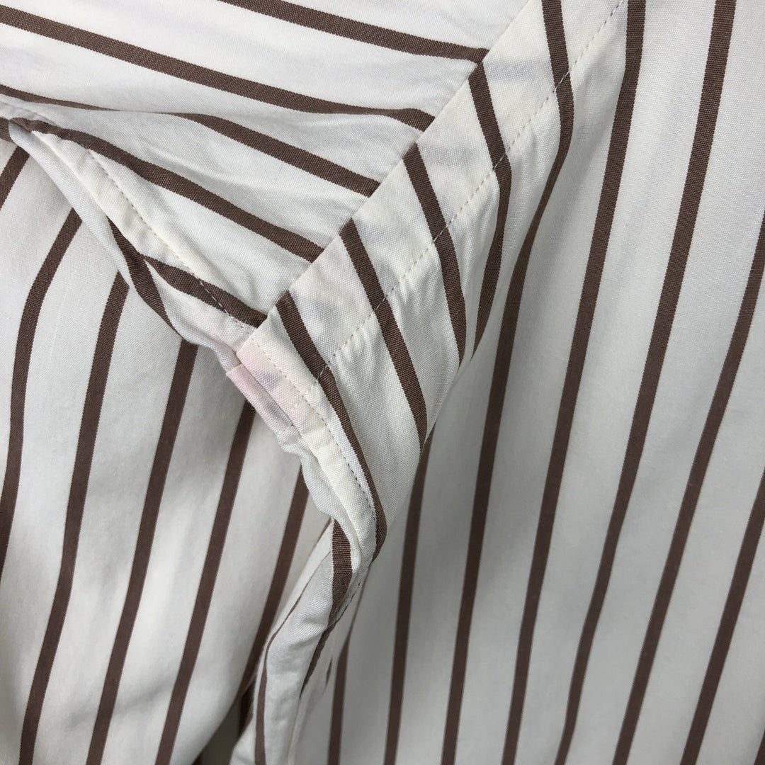 Ralph Lauren POLO by Ralph Lauren Striped Pattern Cleric Shirt, Men's XL cotton beige type brown Vintage Second Hand