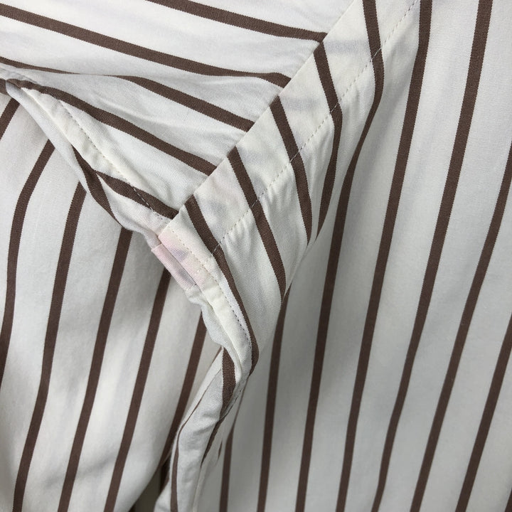Ralph Lauren POLO by Ralph Lauren Striped Pattern Cleric Shirt, Men's XL cotton beige type brown Vintage Second Hand