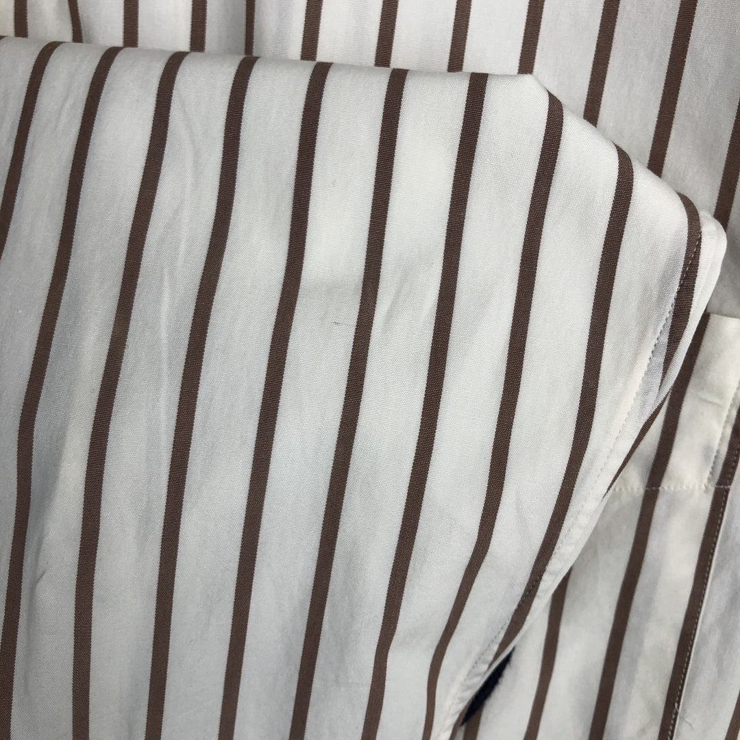 Ralph Lauren POLO by Ralph Lauren Striped Pattern Cleric Shirt, Men's XL cotton beige type brown Vintage Second Hand