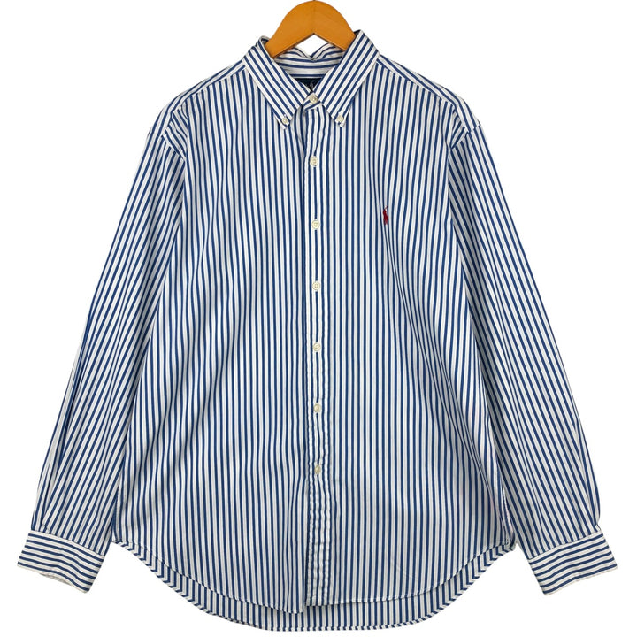 Ralph Lauren Classic Fit Long Sleeve Button Down Striped Shirt, Men's Size L cotton blue type Vintage Second Hand