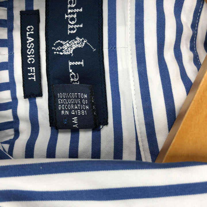 Ralph Lauren Classic Fit Long Sleeve Button Down Striped Shirt, Men's Size L cotton blue type Vintage Second Hand