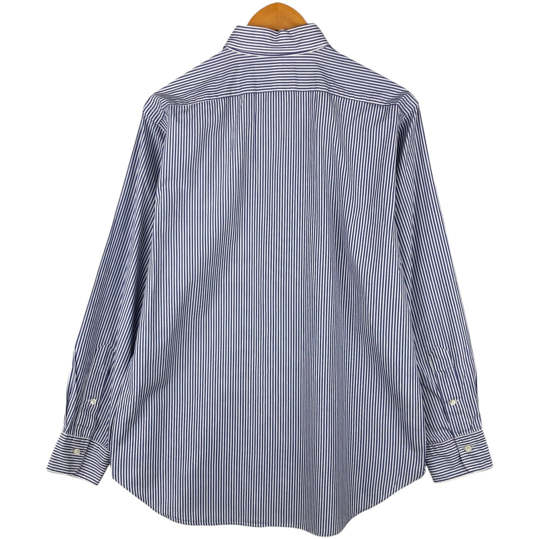 Ralph Lauren POLO by Ralph Lauren Estate wide-collar long-sleeved striped shirt, men's size M cotton Navy blue Vintage Second Hand