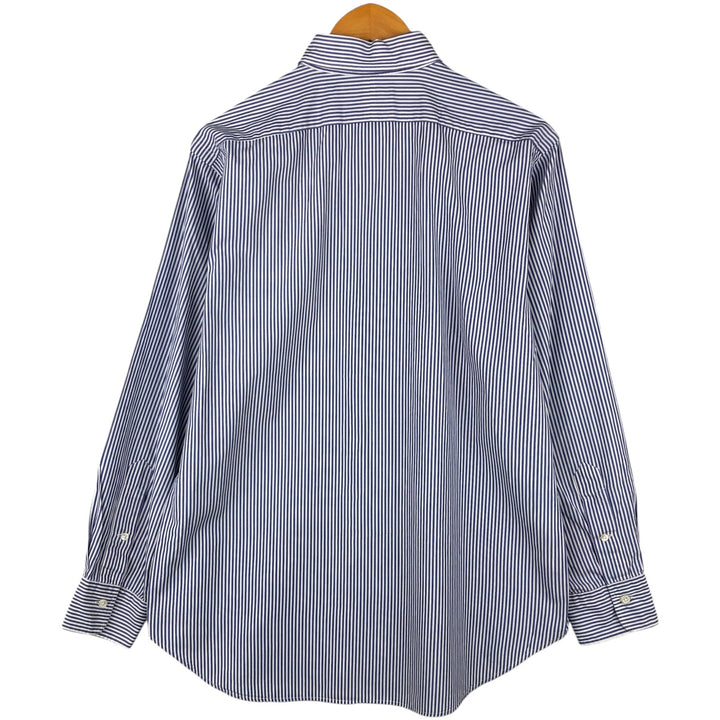 Ralph Lauren POLO by Ralph Lauren Estate wide-collar long-sleeved striped shirt, men's size M cotton Navy blue Vintage Second Hand