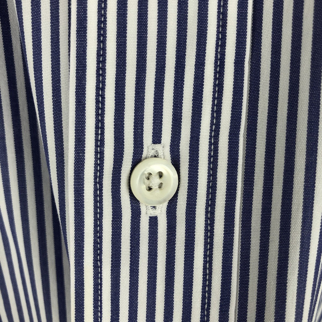 Ralph Lauren POLO by Ralph Lauren Estate wide-collar long-sleeved striped shirt, men's size M cotton Navy blue Vintage Second Hand