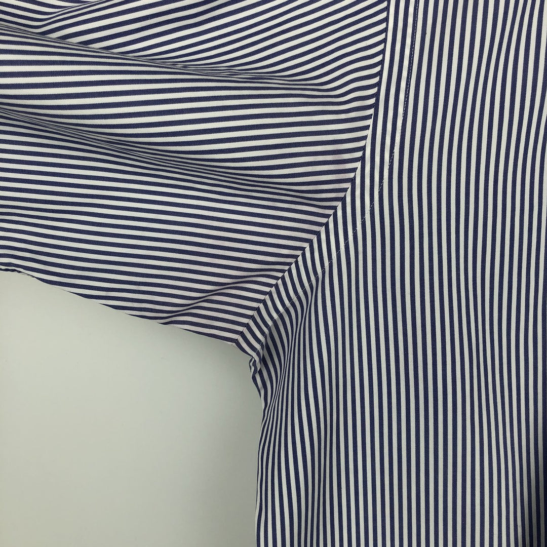 Ralph Lauren POLO by Ralph Lauren Estate wide-collar long-sleeved striped shirt, men's size M cotton Navy blue Vintage Second Hand