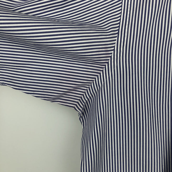 Ralph Lauren POLO by Ralph Lauren Estate wide-collar long-sleeved striped shirt, men's size M cotton Navy blue Vintage Second Hand