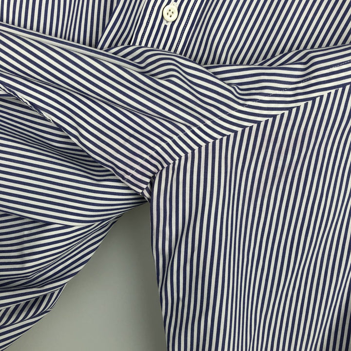 Ralph Lauren POLO by Ralph Lauren Estate wide-collar long-sleeved striped shirt, men's size M cotton Navy blue Vintage Second Hand