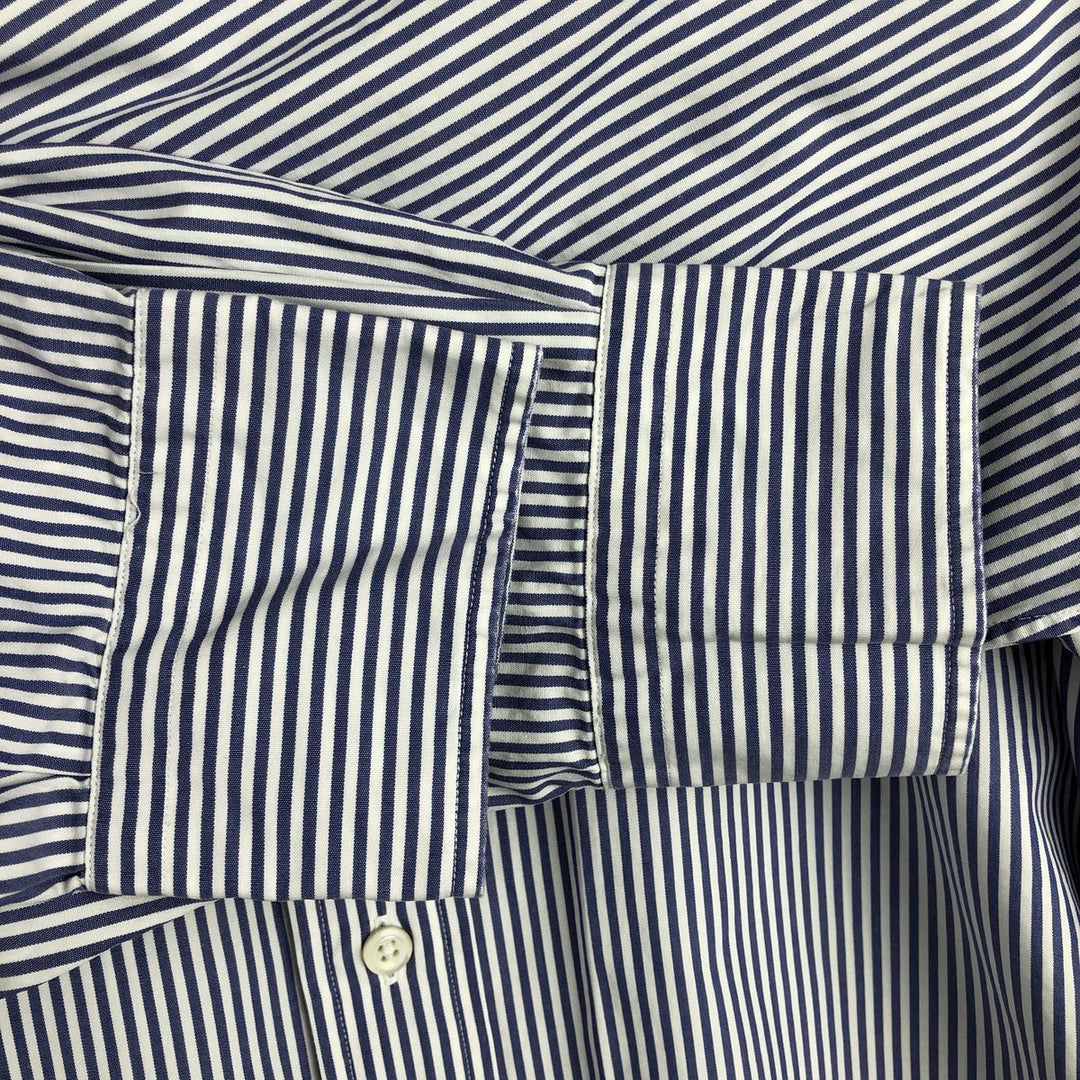 Ralph Lauren POLO by Ralph Lauren Estate wide-collar long-sleeved striped shirt, men's size M cotton Navy blue Vintage Second Hand
