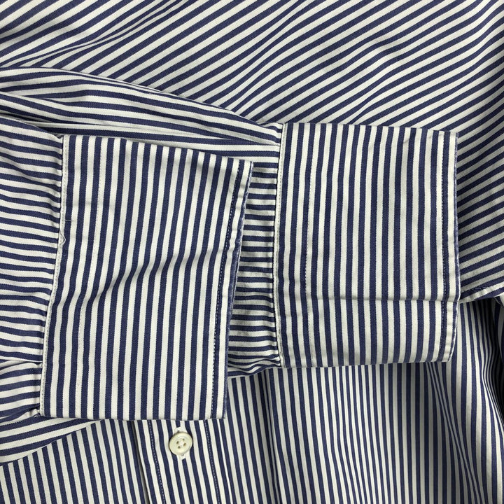 Ralph Lauren POLO by Ralph Lauren Estate wide-collar long-sleeved striped shirt, men's size M cotton Navy blue Vintage Second Hand