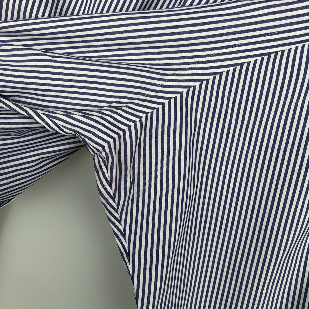 Ralph Lauren POLO by Ralph Lauren Estate wide-collar long-sleeved striped shirt, men's size M cotton Navy blue Vintage Second Hand