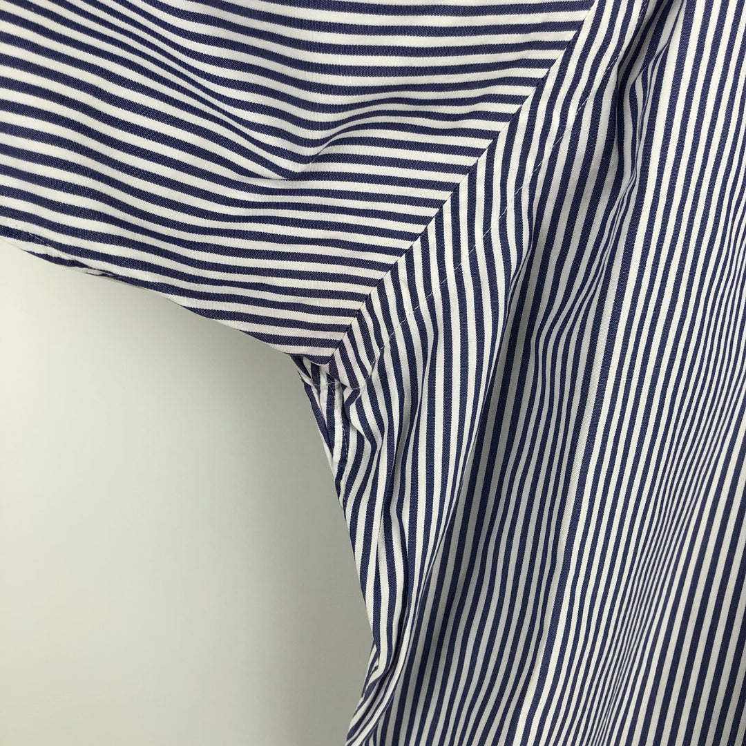 Ralph Lauren POLO by Ralph Lauren Estate wide-collar long-sleeved striped shirt, men's size M cotton Navy blue Vintage Second Hand