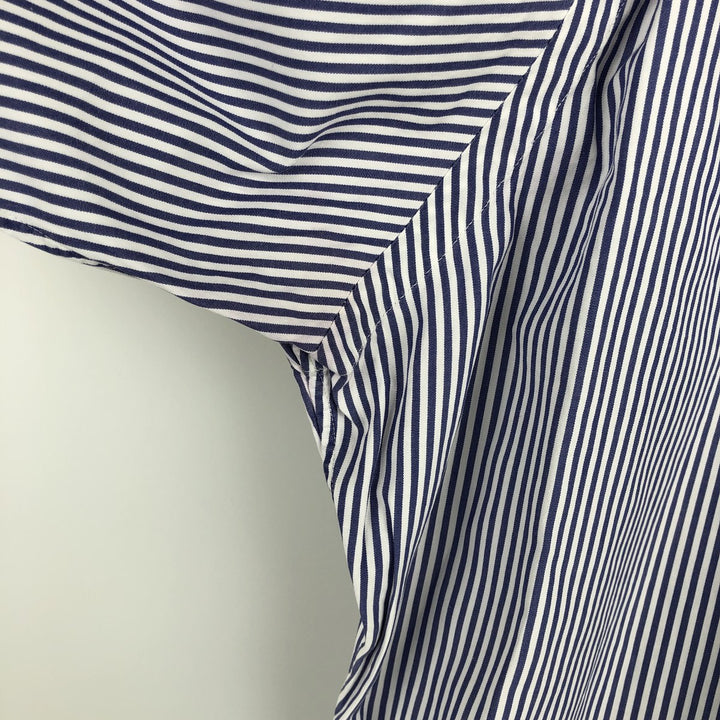 Ralph Lauren POLO by Ralph Lauren Estate wide-collar long-sleeved striped shirt, men's size M cotton Navy blue Vintage Second Hand