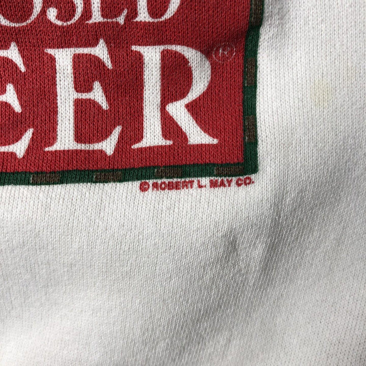 90'S TULTEX THE RED-NOSED REINDEER character sweatshirt, Made in USA, Men's size M cotton white type Vintage Second Hand