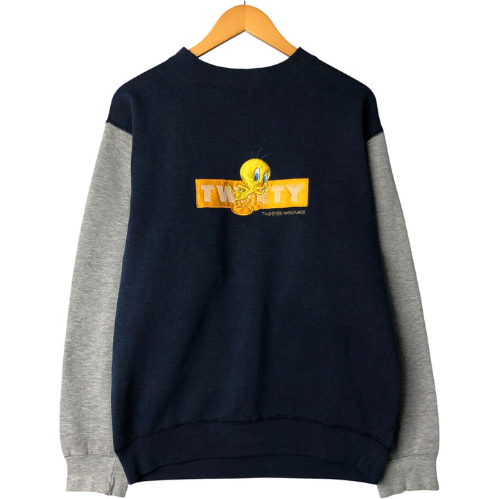 TWEETY character sweatshirt, men's size M unclear navy blue type Vintage Second Hand