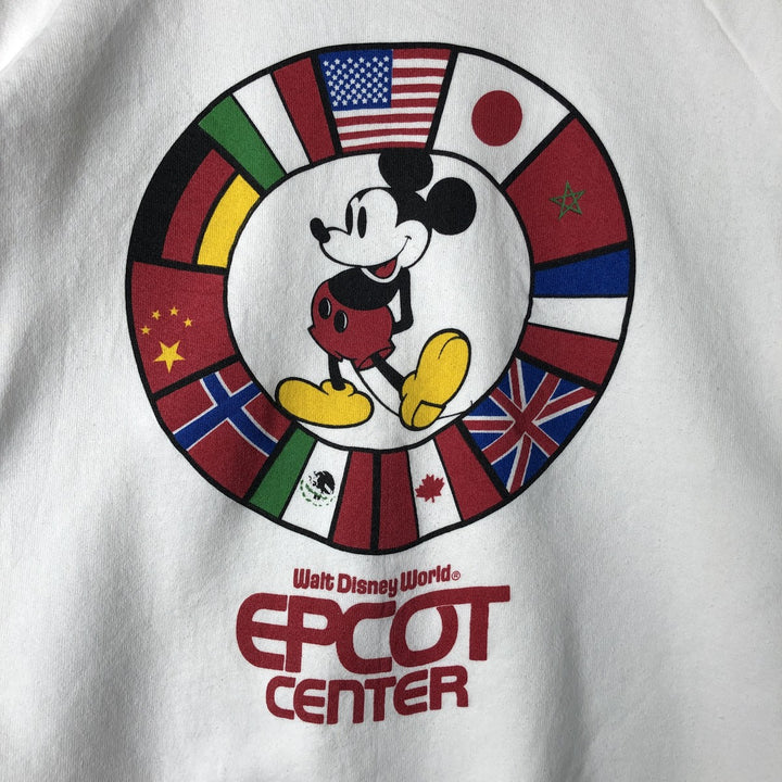 Vintage 1980'S Disney Mickey Mouse Flag Pattern Sweatshirt, Made in USA, Men's Size Medium cotton white type Vintage Second Hand