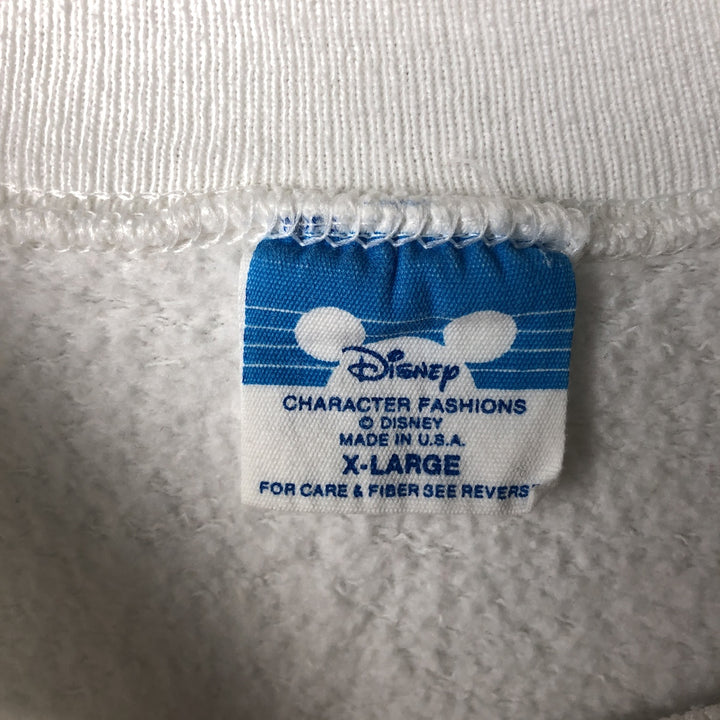 90'S Disney Mickey Mouse character sweatshirt, sweatshirt, made in USA, men's XL size, vintage cotton white type Vintage Second Hand