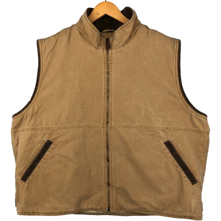 90s-00'S Wrangler HERO Duck Vest, Men's XL, Vintage cotton beige type brown Vintage Second Hand