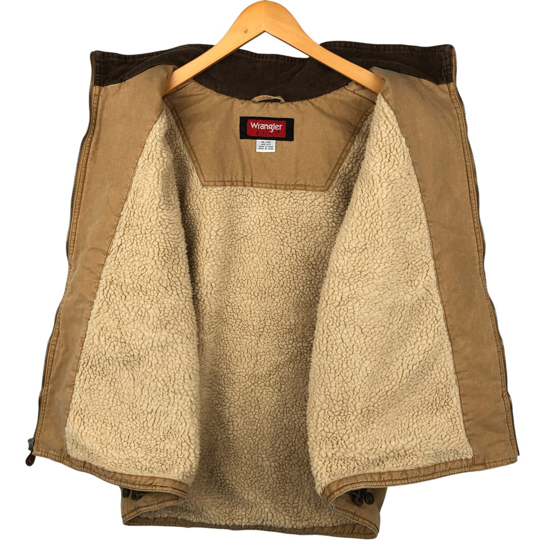 90s-00'S Wrangler HERO Duck Vest, Men's XL, Vintage cotton beige type brown Vintage Second Hand