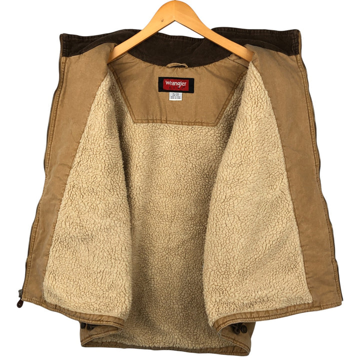 90s-00'S Wrangler HERO Duck Vest, Men's XL, Vintage cotton beige type brown Vintage Second Hand