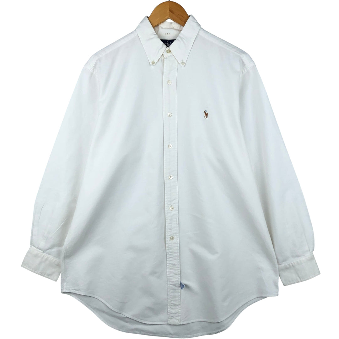 Ralph Lauren long sleeve button down shirt, men's size L cotton white type Vintage Second Hand