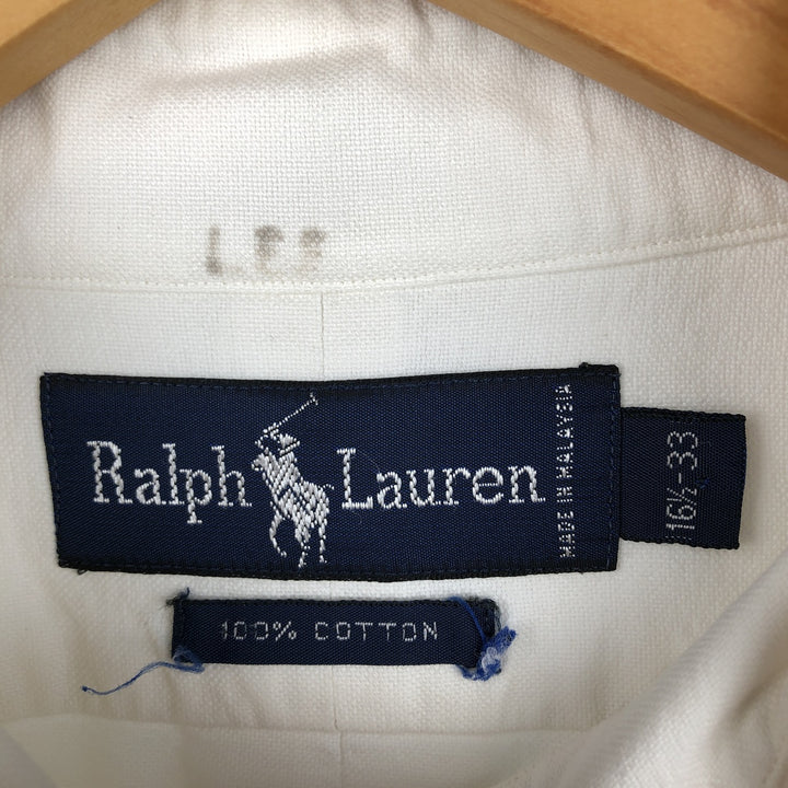 Ralph Lauren long sleeve button down shirt, men's size L cotton white type Vintage Second Hand