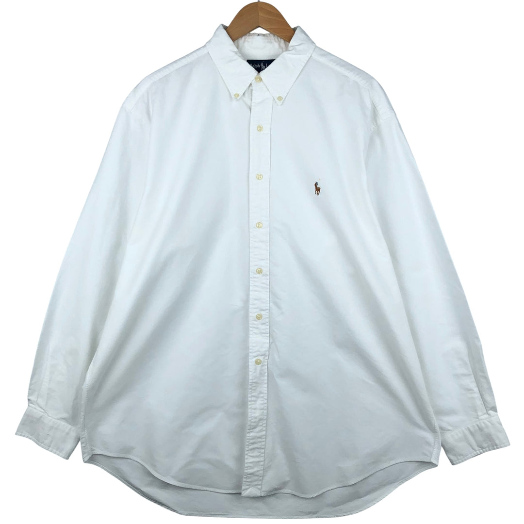 Ralph Lauren YARMOUTH long sleeve button down shirt, men's XL size cotton white type Vintage Second Hand